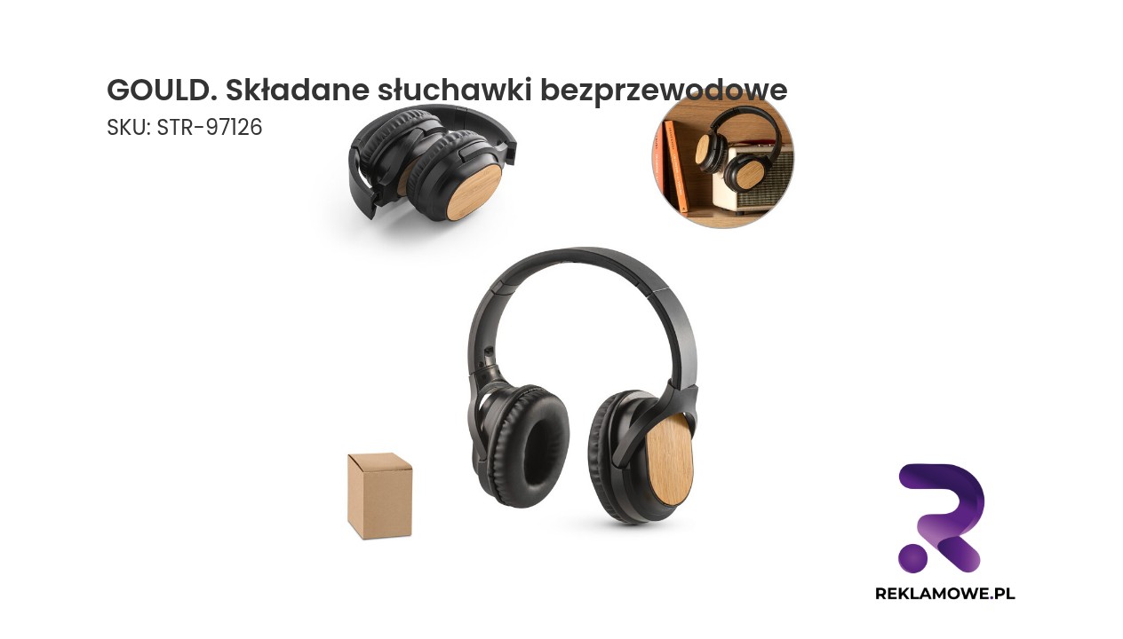 GOULD. Składane słuchawki bezprzewodowe z baterią o żywotności 5 godzin z bambusa i ABS GOULD składane słuchawki bezprzewodowe