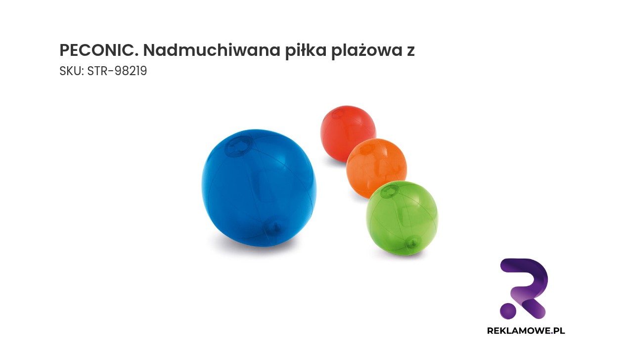 PECONIC. Nadmuchiwana piłka plażowa z półprzezroczystego PVC PECONIC nadmuchiwana piłka plażowa